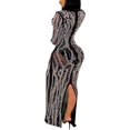 thumbnail image 2 of XINQIHANG Robe Moulante Sexy Élégante pour Femmes avec Strass, Robe de Soirée Longue, 2 of 3