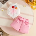 thumbnail image 2 of XZNPDUCQ Toddler Baby Girl Summer Clothes Set Outfit Short Sleeve T-Shirt and Shorts 2Pcs Suit for Girls Summer Short Set Outfit 2-3 Years,Pink, 2 of 9