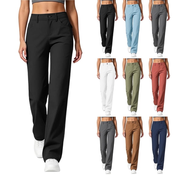 Zormilly Hiking Pants Women High Waisted Straight Leg Lightweight Cargo Pants with Pockets Breathable Loose Sports Pants, S-3XL