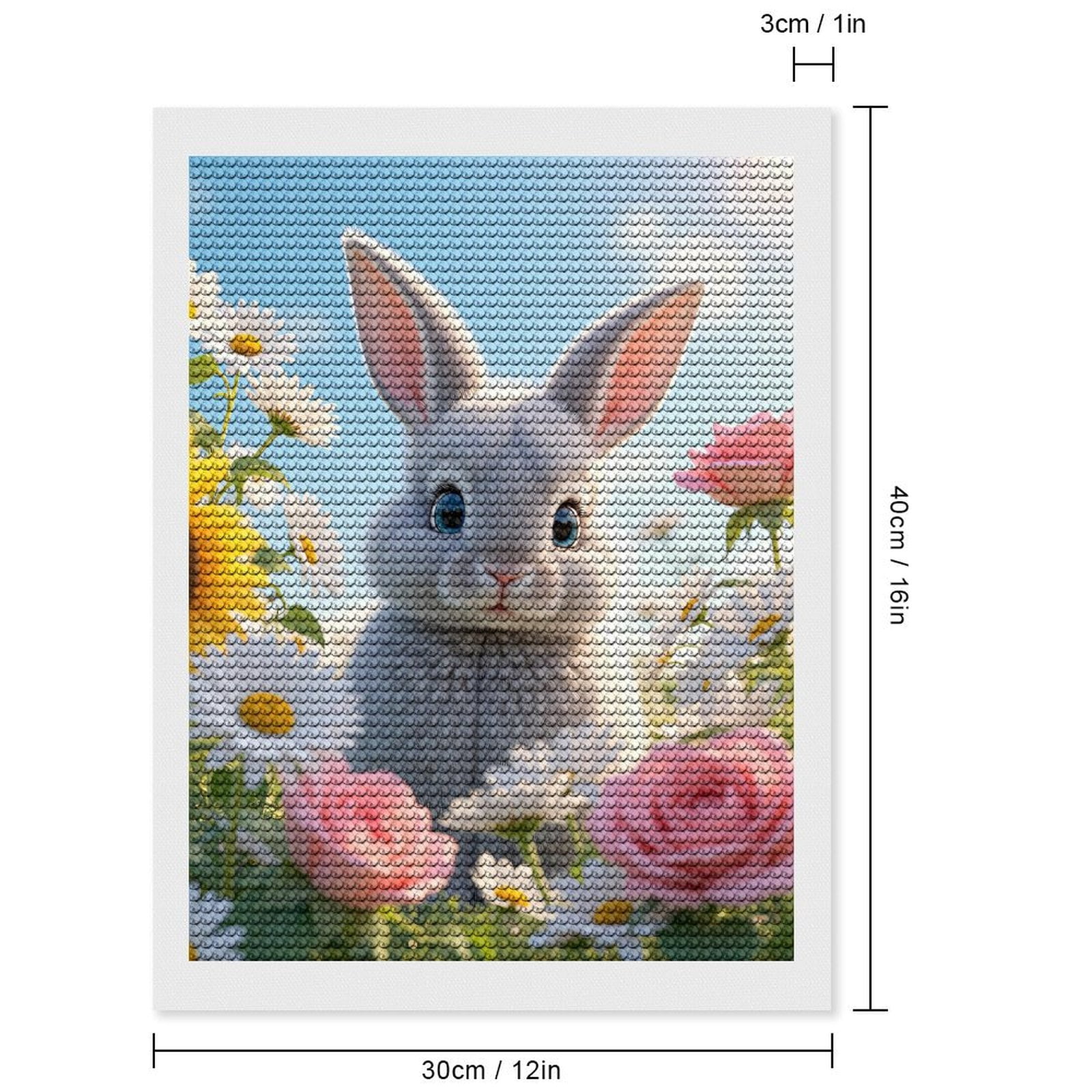 Diamond Art Kits for Adults, Rabbit In A Flower Garden 5D Diamond Painting Kits for Adults Beginners, DIY Full Drill Diamond Painting, Gem Art and Crafts 12x16