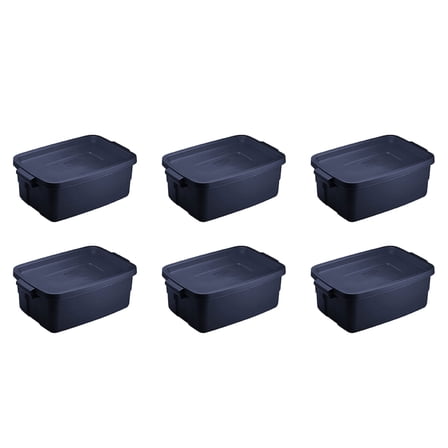Open Box Rubbermaid Roughneck 3 Gal Storage Tote Container, Blue (6 Pack)