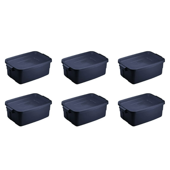 Open Box Rubbermaid Roughneck 3 Gal Storage Tote Container, Blue (6 Pack)