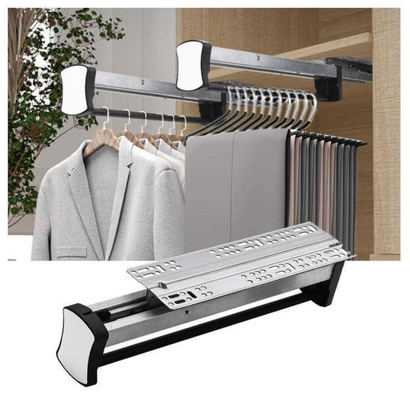 Pull Out Clothes Hanger Rail Rack,Adjustable Clothes Hanger Rail ,Extendable Pull Out Closet Rod,Space Saving