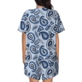 thumbnail image 3 of Lsque Blue Paisley Pattern Vintage Women's Short-Sleeved Pajama Set - 2 Piece Soft and Lightweight Sleepwear Set-X-Large, 3 of 9