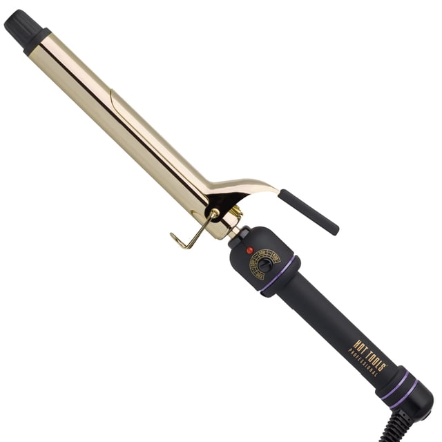 Rizador de pelo extra largo Hot Tools Pro Artist de oro de 24 quilates | Rizos definidos y duraderos (2,54 cm)