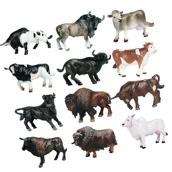 12 piezas de mini modelos de vacas perfecl Figuras de animales de simulación Juguetes educativos PVC