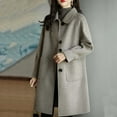 thumbnail image 4 of ClodeEU Women's Wool Trench Coat, Mid Long Lapel Button Up Overcoat With Two Pockets,Casual Trendy Coat Gray,Womens Plus L, 4 of 4