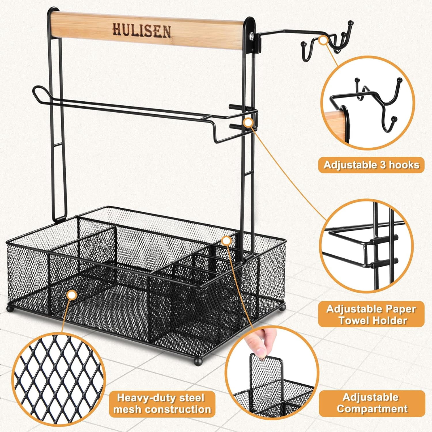 Picnic basket for Outdoor Grill, Grill Caddy with Paper Towel Holder, Camping accessories