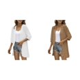 thumbnail image 1 of 2 Pack(White 1PCS & Khaki 1PCS) Multipack Women Casual Cardigan Three Quarter Sleeve Open Front Lightweight Dots Cardigan Draped Ruffles Cardigan, 1 of 7