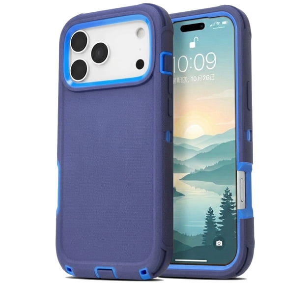 iPhone 17 Pro / iPhone 18 Pro Case Cover 3 Layer Rugged / Heavy Duty / Shockproof 6.3" Navy
