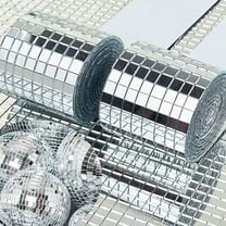 RUseeN 2360 Pieces Self-Adhesive Mirror Tiles, Square Mirror Stickers Mosaic Tiles, Glass DIY Craft Decoration, Disco Ball Tiles (Silver)