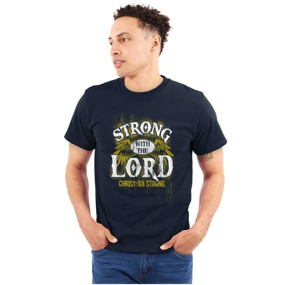 Strong With the Lord Christian Faith Men's Graphic T Shirt Tees Brisco Brands S