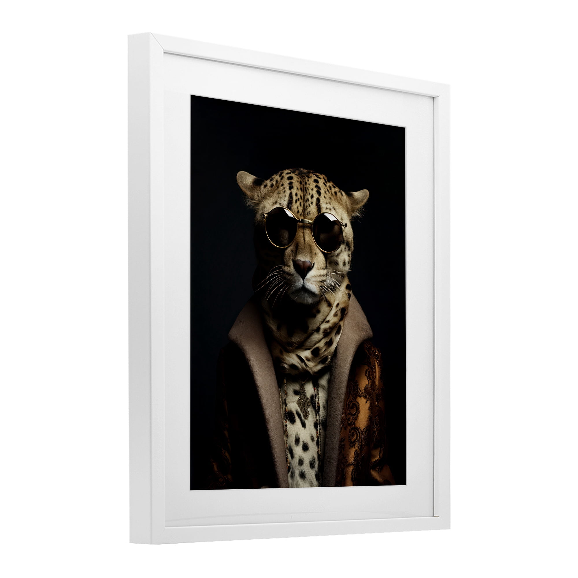 Stupell Industries Luxury Cat Couture White Framed Print Under Glass, design by Andrea Haase
