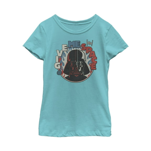 Girl's Star Wars Give Me Space Darth Vader Circle Graphic Tee Tahiti Blue Large
