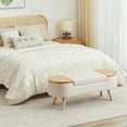 thumbnail image 5 of Wood Ottoman Storage Bench with Rattan,Linen Seat, 5 of 8