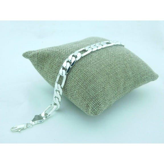 Silver Figaro Bracelet 9"