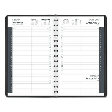 AT-A-GLANCE Daily Appointment Book with 15-Minute Appointments, One Day/Page: Mon to Sun, 8 x 5, Black Cover, 12-Month (Jan to Dec): 2024