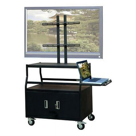 VTI Manufacturing FPCAB4420E 55 in. Wide body cabinet cart, FP TV w pull out shelf