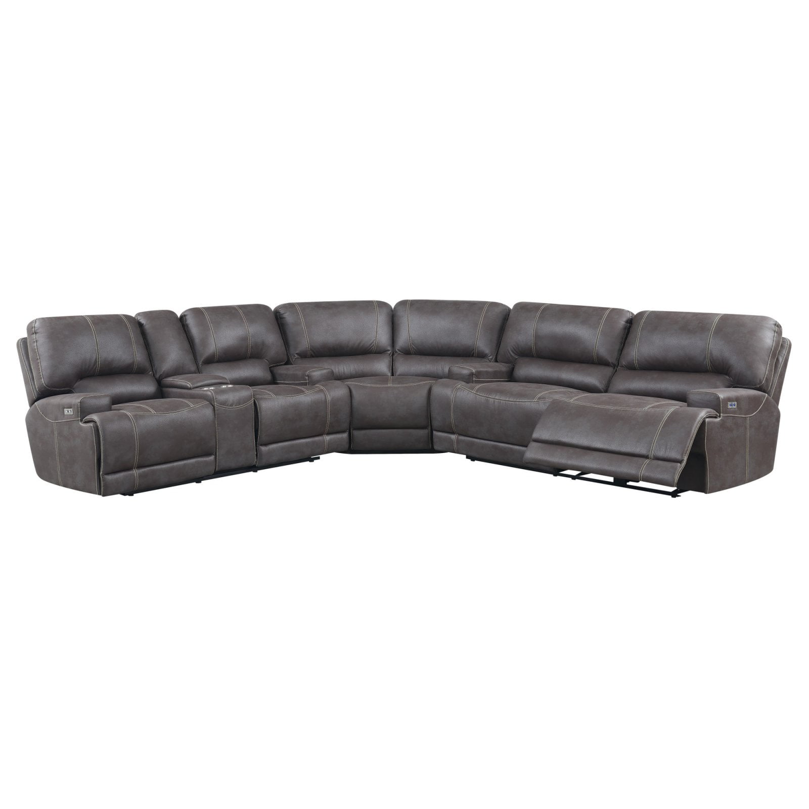 Bay Hansen 3 Piece Faux Leather Power, Leather Power Reclining Sectional