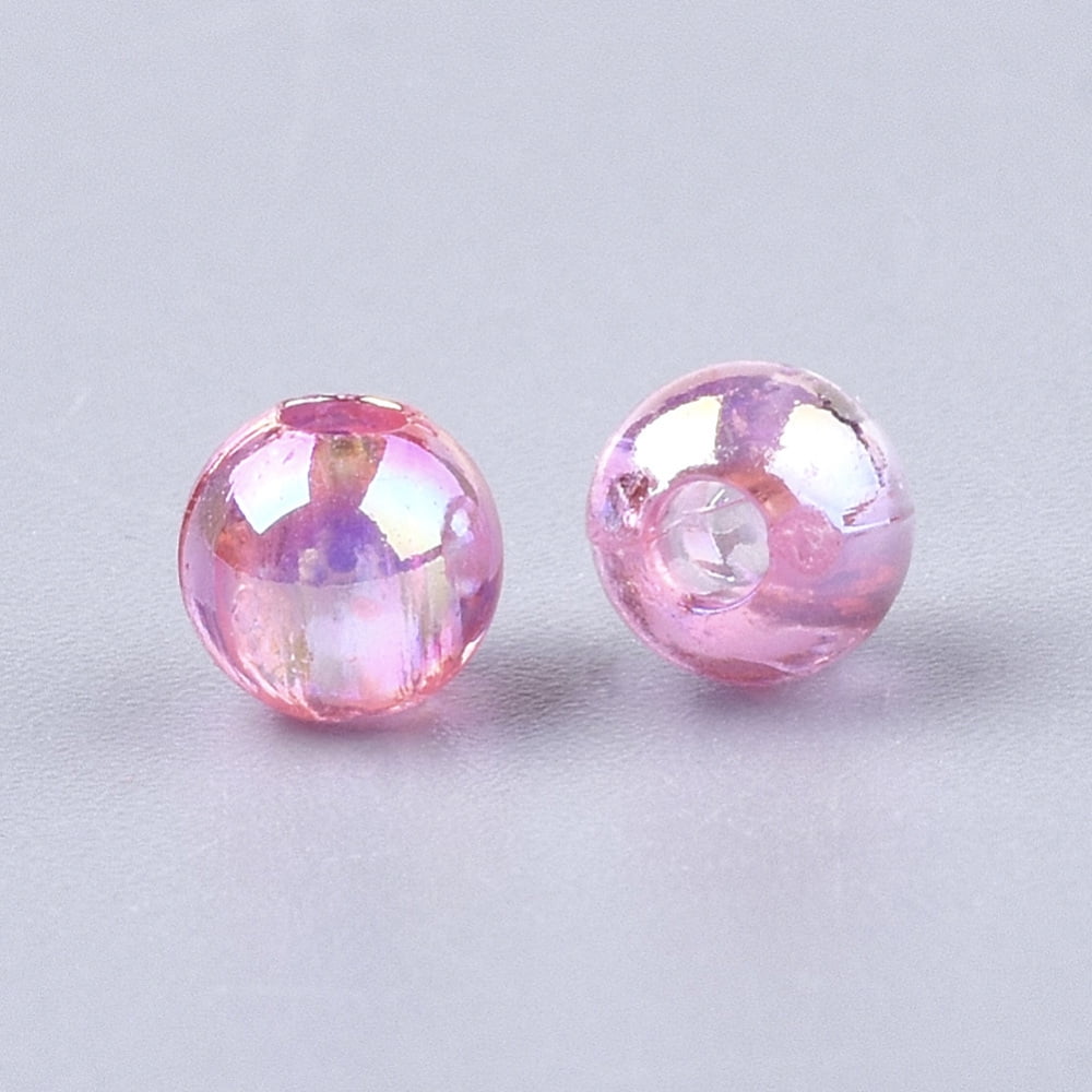 Transparent Plastic Beads AB color Plated Round Mixed color 14mm Hole: 2.5mm 200pcs/500g