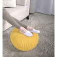 thumbnail image 3 of Knitted Pouf in Yellow | Decorates Home, Serves as Floor Seating, 3 of 4