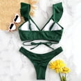 thumbnail image 3 of Gibobby Trajes de Natación para Mujer Conjunto Bikini Ropa de playa Traje de baño Cintura de baño Mujeres Traje de baño acolchado con volantes Trajes de (Azul,XL), 3 of 5