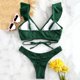 thumbnail image 3 of Gibobby Trajes de Natación para Mujer Conjunto Bikini Ropa de playa Traje de baño Cintura de baño Mujeres Traje de baño acolchado con volantes Trajes de (Azul,XL), 3 of 5