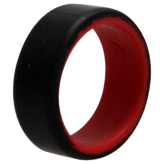 Anillo de boda de silicona de 2 capas biselado de 8 mm - Rojo-Negro de ROQ para hombres - Anillo de 8 mm