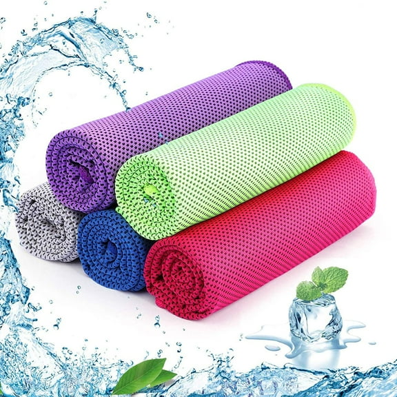 Cooling Towel 5 Pack Instant Relief Microfiber Cool Towels Chilling Neck Wrap Ice Cold Rags/Scarf for Sports Gym Fitness Camping Cycling Hiking Workout Golf Travel(30*90cm)
