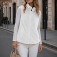 thumbnail image 5 of Nfurl Women's Fleece Vests with Pockets Warm Sleeveless Vest Jacket Trendy Fall Winter Stand Collar Outerwear Vests White,XL, 5 of 7