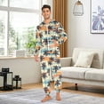 thumbnail image 3 of Adult Christmas Onesie Black Tropical Palm Tree Adult Zipper One-Piece Pajamas Unisex Pajamas with Pockets, 3 of 6