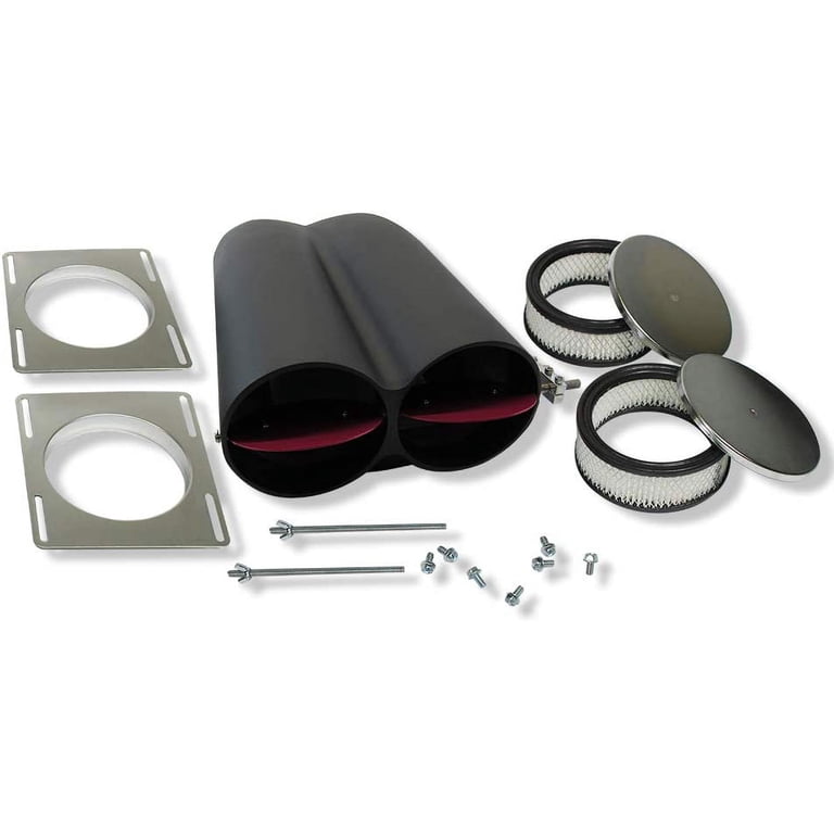 Polished Aluminum Shotgun Style Air Scoop – Double 4-Barrel, Finned, Includes Filters & Hardware