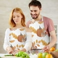 thumbnail image 3 of Fall Pumpkins Leaves Pattern Apron-Garden Aprons for Women with Pockets-Cotton Linen Waterproof Kitchen Cooking Gardening Aprons Adjustable for Kitchen,Cooking,BBQ and Salon 33"x27", 3 of 7