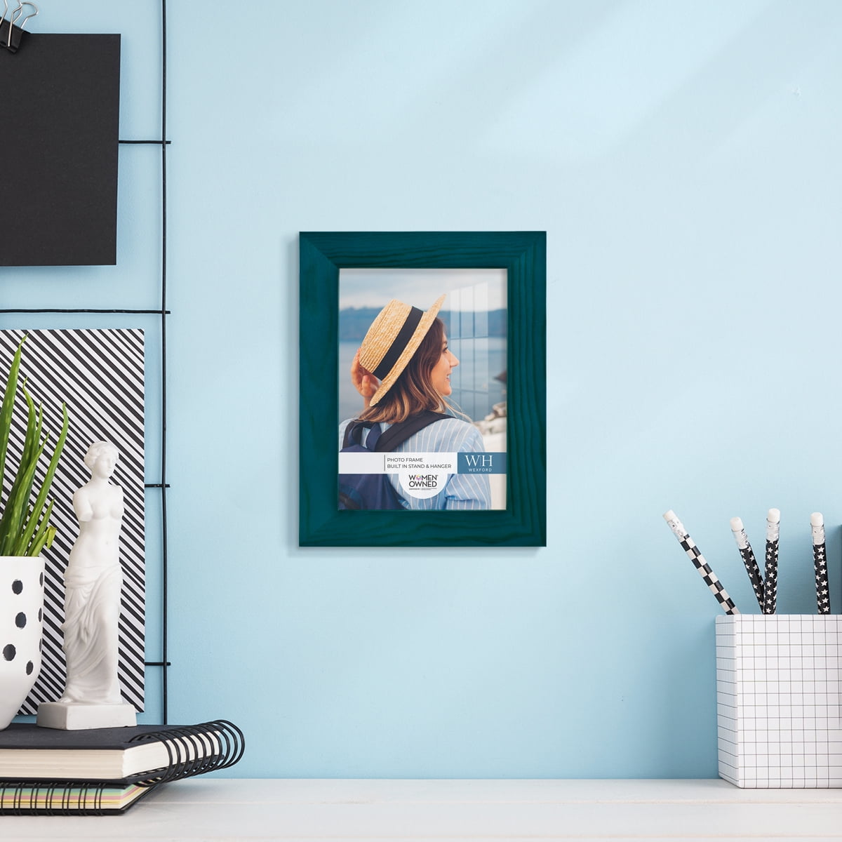 Woodgrain 3.5 in. x 5 in. Ocean Blue Picture Frame