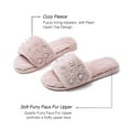 thumbnail image 2 of U-slide Women’s Cross Band Soft Plush Fluffy Furry Fleece House Indoor or Outdoor Ladies’ Slide Slippers – Pink Pearl, 5-6, 2 of 5