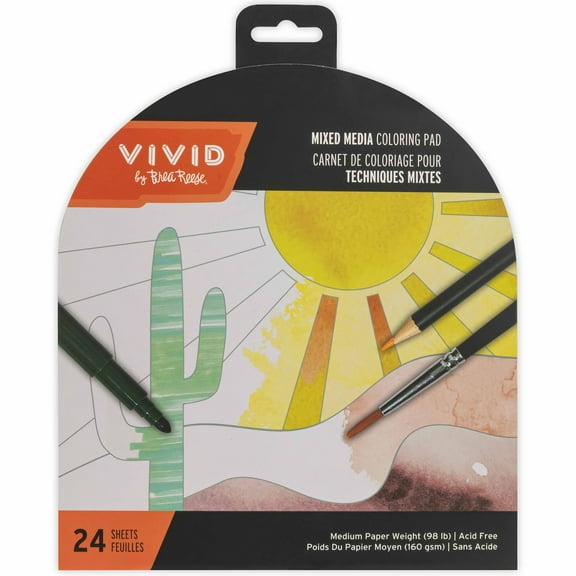 Vivid by Brea Reese: Mixed Media Coloring Pad - Boho - 24 Shaped Sheets in 8 Pattern Designs, Art Paper Pages For Paints-Markers-Colored Pencils