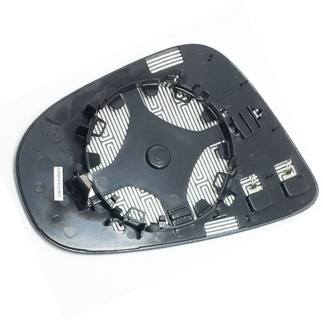 Replacement for Golf 6 MK6 2009-2012 5K0857521 For Golf 5K0857521 Left Driver Side Car-Styling Rearview Side Mirror Glass Lens. A close-up view of the rear side of the mirror glass lens, showing the black backing plate with attachment clips and a patterned heating element. Designed for easy installation and durable use.