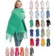 thumbnail image 3 of Bufanda de color sólido gruesa verde hierba con borlas largas y chal de mujer nuevo de otoño e invierno, 3 of 6
