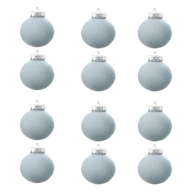 12 Pcs Velvet Christmas Balls Bulk Flocked Christmas Tree Ball Ornaments Plastic Balls Xmas Decorative Hanging Ornaments Christmas Tree Decoration (Sky Blue,3.14 Inch)