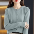 thumbnail image 2 of Stichou 2026 Wool Sweaters Women's Winter Spring Warm Soft Knitted Crew Neck Cardigan Turtleneck Long Sleeves Mint Green L, 2 of 6