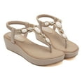 thumbnail image 2 of Leutsin Ladies Sandals Rhinestone Buckle Style Wedge Heel Large Size Flip Flop Sandals, 2 of 2