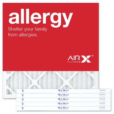 AIRx Filters Allergy 18x18x1 Air Filter MERV 11 AC Furnace Pleated Air Filter Replacement Box of 6, Made in the USA