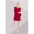 thumbnail image 5 of Miss Lavish London V Neck Dress With Long Sleeves Casual Long Sleeve Dress for Women Wine Red-XL, 5 of 5