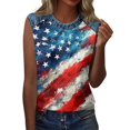 thumbnail image 5 of Tank Tops for Women Diagonal Stripe Star Round Neck Sleeveless Shirts Casual Loose Fit Trendy Patriotic Camisole Blouse Sky Blue 2XL, 5 of 6