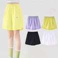 thumbnail image 4 of Girls' Quick Dry Elastic Waist Shorts, Casual Loose Wide Leg Running Shorts for Summer White 150, 4 of 5