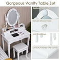 thumbnail image 5 of Topbuy Mirrored Vanity Table Set Lighted Makeup Dresser w/ Drawers White, 5 of 7