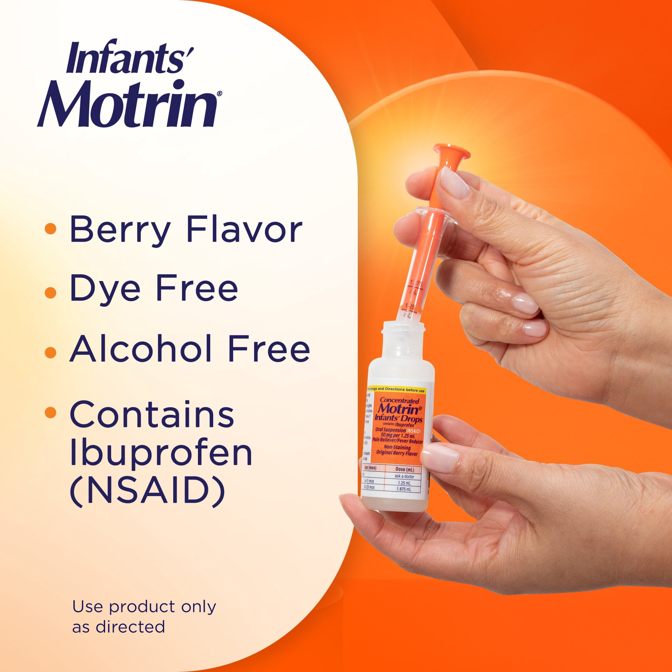 Infants' Motrin Dye-Free Liquid Ibuprofen, Berry Flavor, 1 Fl oz Twin Pack