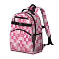 thumbnail image 2 of Pink Plaid Baseball Pattern Cute School Backpack Bag for School with Padded Back and Adjustable Shoulder Straps 15.25"x11.5"x5.25", 2 of 5