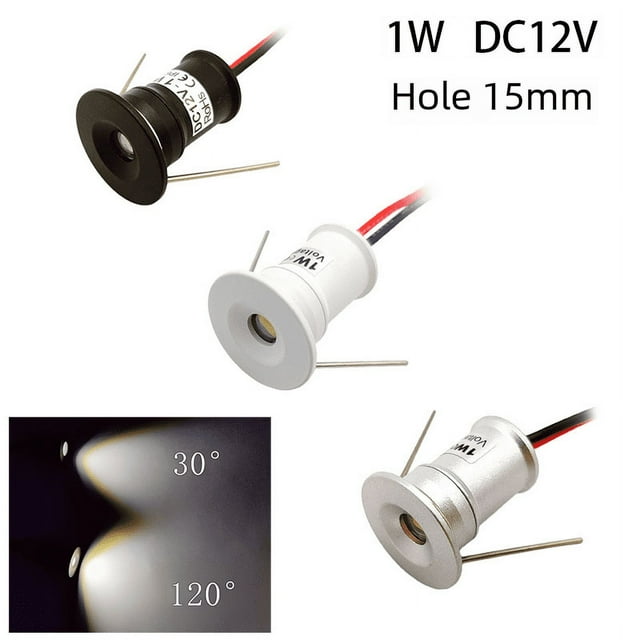 Foco empotrado pequeño de 12 V y 1 W para armario de vinos, vitrina de joyas, lámpara de techo, miniluz empotrada para pulgar
