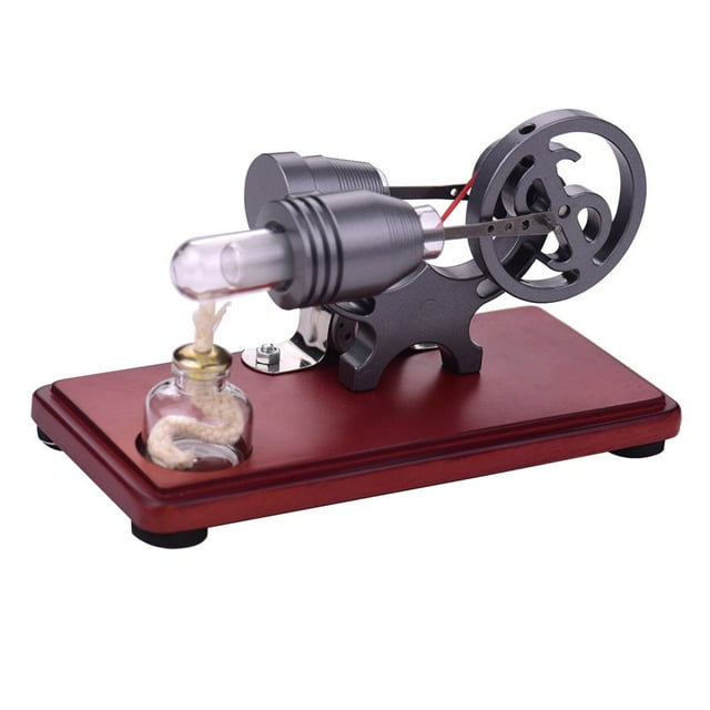 Retro Style Hot Air Stirling Engine Motor Model Dollar Flywheel Design Educational Toy Electricity Generator with Colorful LED Light String DIY for Teacher Student Teens Children Adult